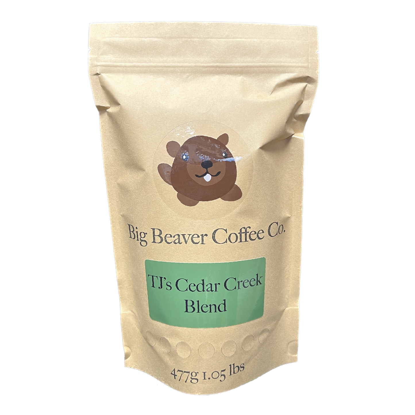 Big Beaver Coffee, Small Batch Roasting, Fluid Bed Roasting, Coffee Blends, TJ's Cedar Creek Blend, Whole Bean, Ground Coffee.