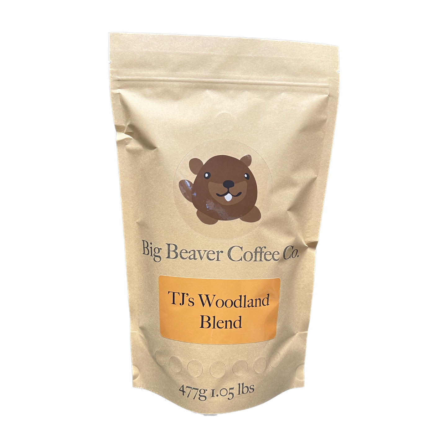Big Beaver Coffee, Small Batch Roasting, Fluid Bed Roasting, Coffee Blends, TJ's Woodland Blend, Whole Bean, Ground Coffee.