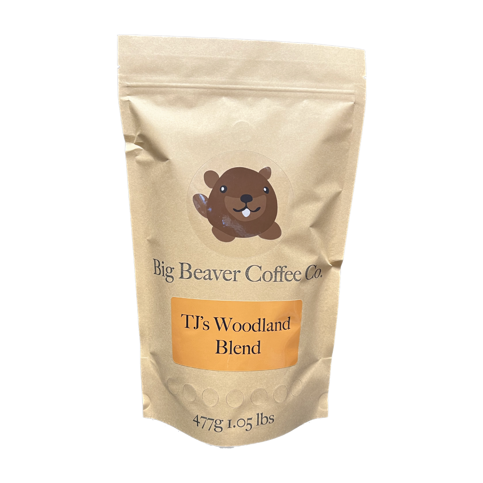 Big Beaver Coffee, Small Batch Roasting, Fluid Bed Roasting, Coffee Blends, TJ's Woodland Blend, Whole Bean, Ground Coffee.