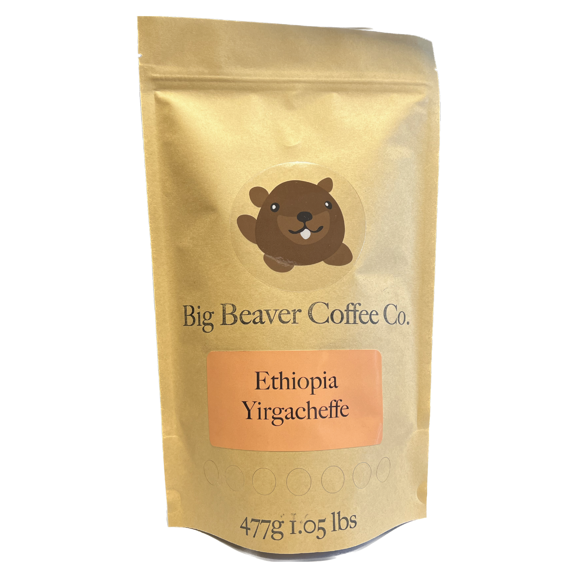 Big Beaver Coffee, Small Batch Roasting, Fluid Bed Roasting, Origin Coffee, Ethiopia Yirgacheffe, Whole Bean, Ground Coffee.