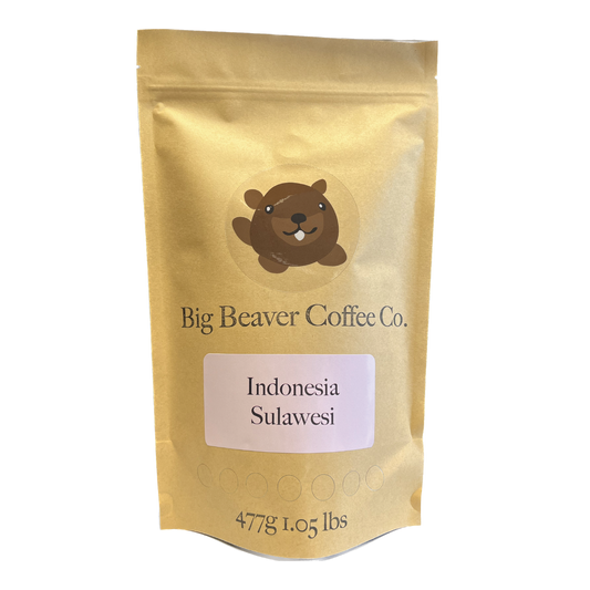 Big Beaver Coffee, Small Batch Roasting, Fluid Bed Roasting, Origin Coffee, Indonesia Sulawesi, Whole Bean, Ground Coffee.